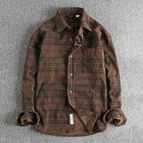 Autumn New American Retro Long-Sleeve Lapel Corduroy Printed