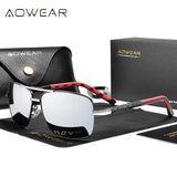 AOWEAR Men's Polarized Mirrored Sunglasses for Men Women