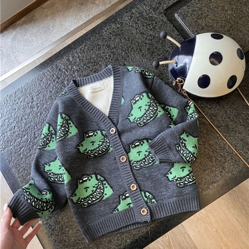2022 Autumn Winter Girls Boys Fleece Knitting Sweaters