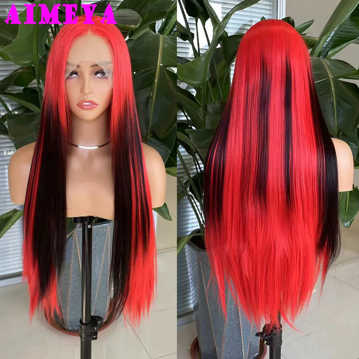 AIMEYA Ombre Purple Synthetic Lace Front Wigs for