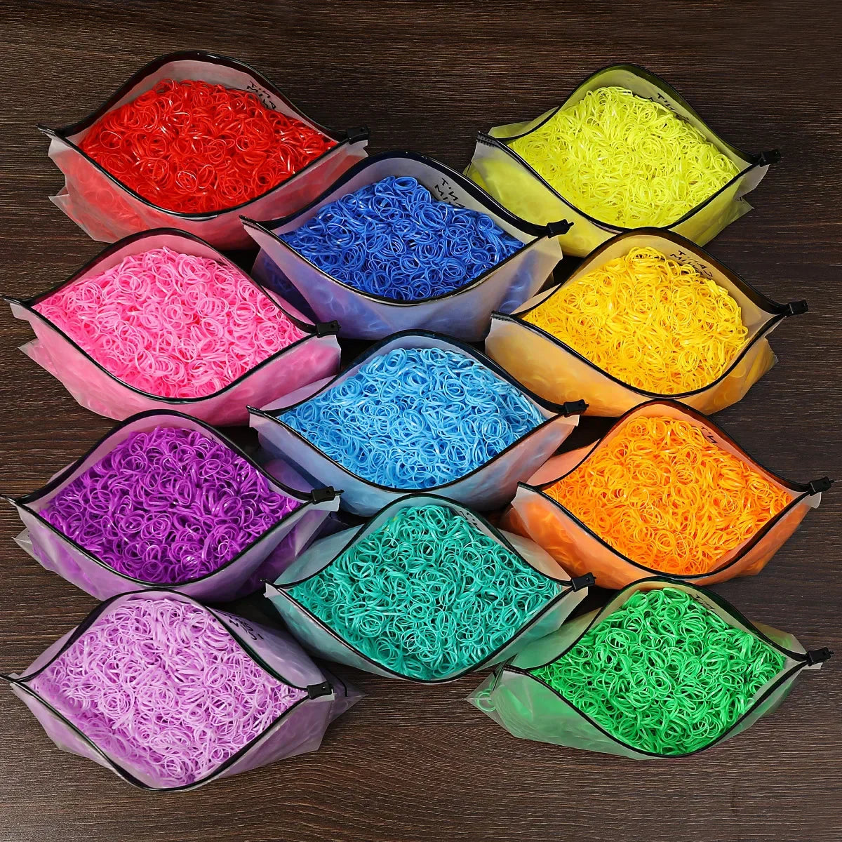 1000pcs Girls Colourful Disposable Rubber Band Elastic Hair