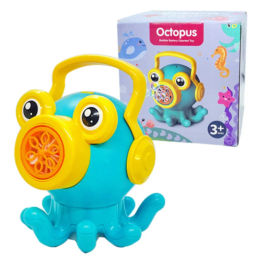 Cartoon Octopus Green Bubble Shakes His Head And
