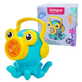 Cartoon Octopus Green Bubble Shakes His Head And