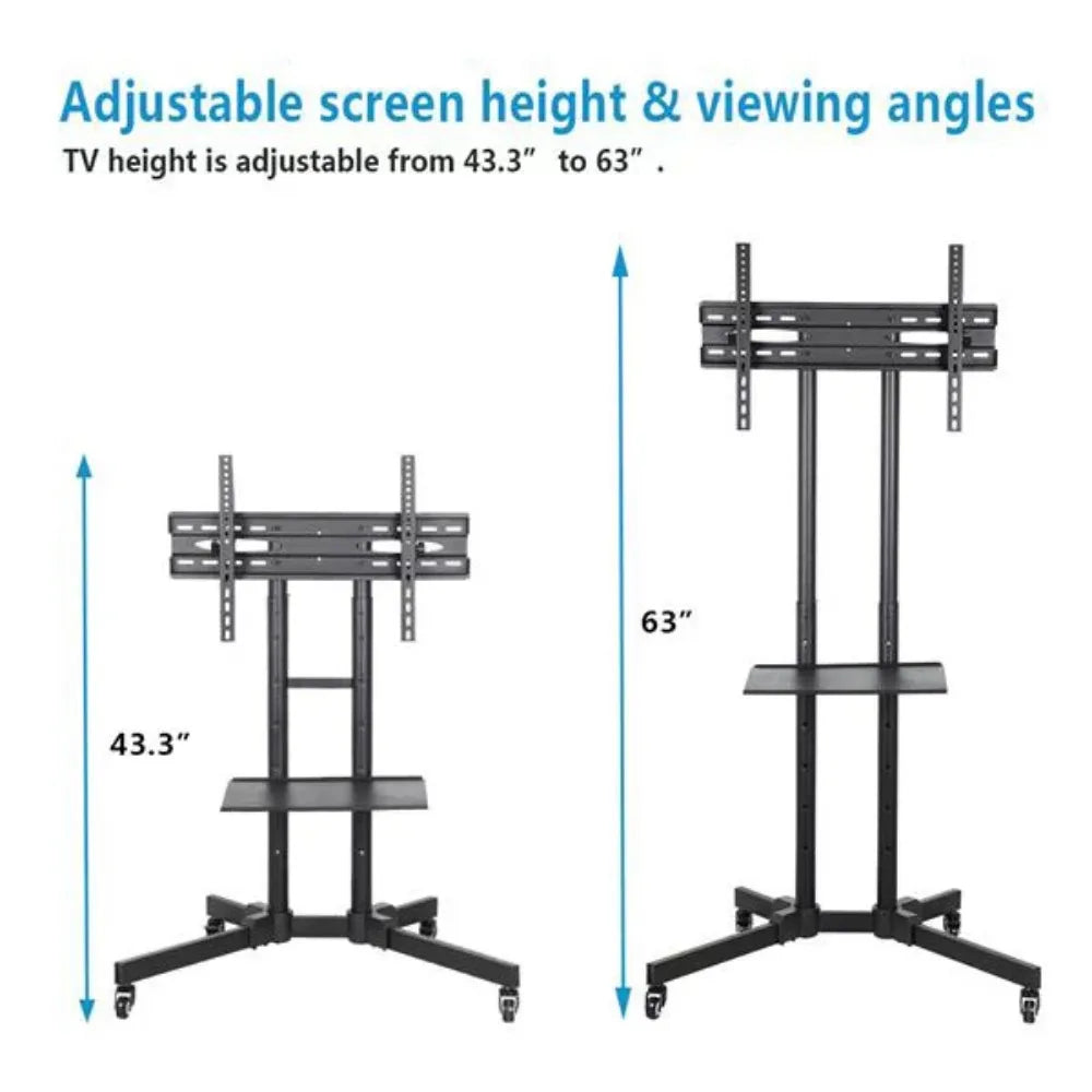 TV Stand Cart for TVs 75", Black Floating