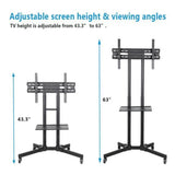 TV Stand Cart for TVs 75", Black Floating