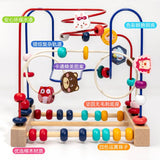 Montessori Baby Toys Wooden Roller Coaster Bead Maze