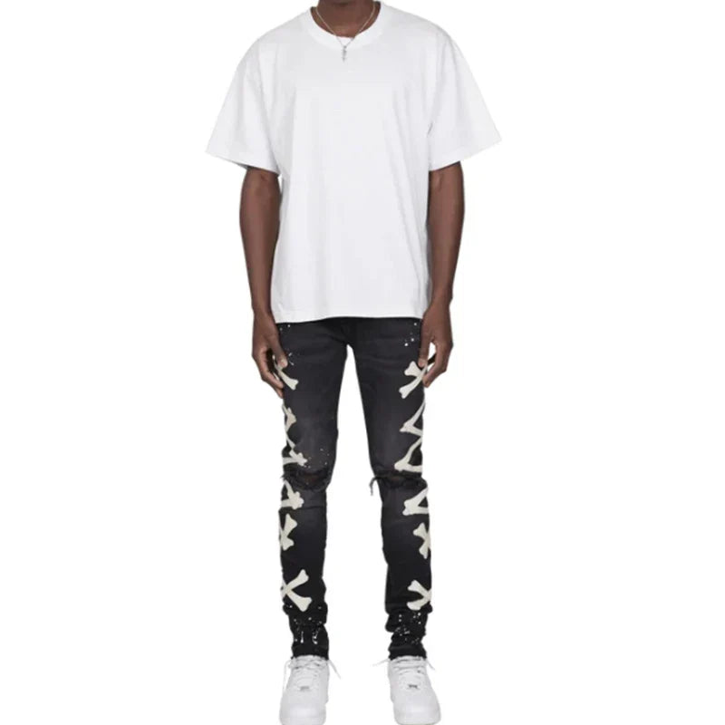 Jeans For Men 2022 Gradient Color Ripped White