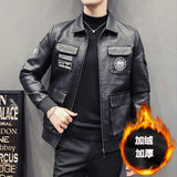 2023 New Men's Leather Jackets Autumn Winter Casual