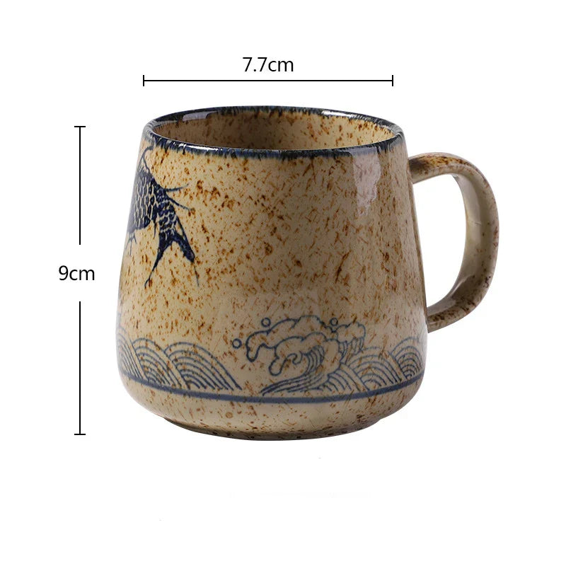YWDL 380ml Japanese Retro Style Ceramic Coffe Mug