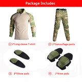 Mens Tactical Suit with Pads Combat Shirtpants Military