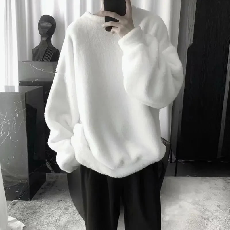Lambswool Sweatshirts Men Fluffy Soft Warm Winter Hoodies