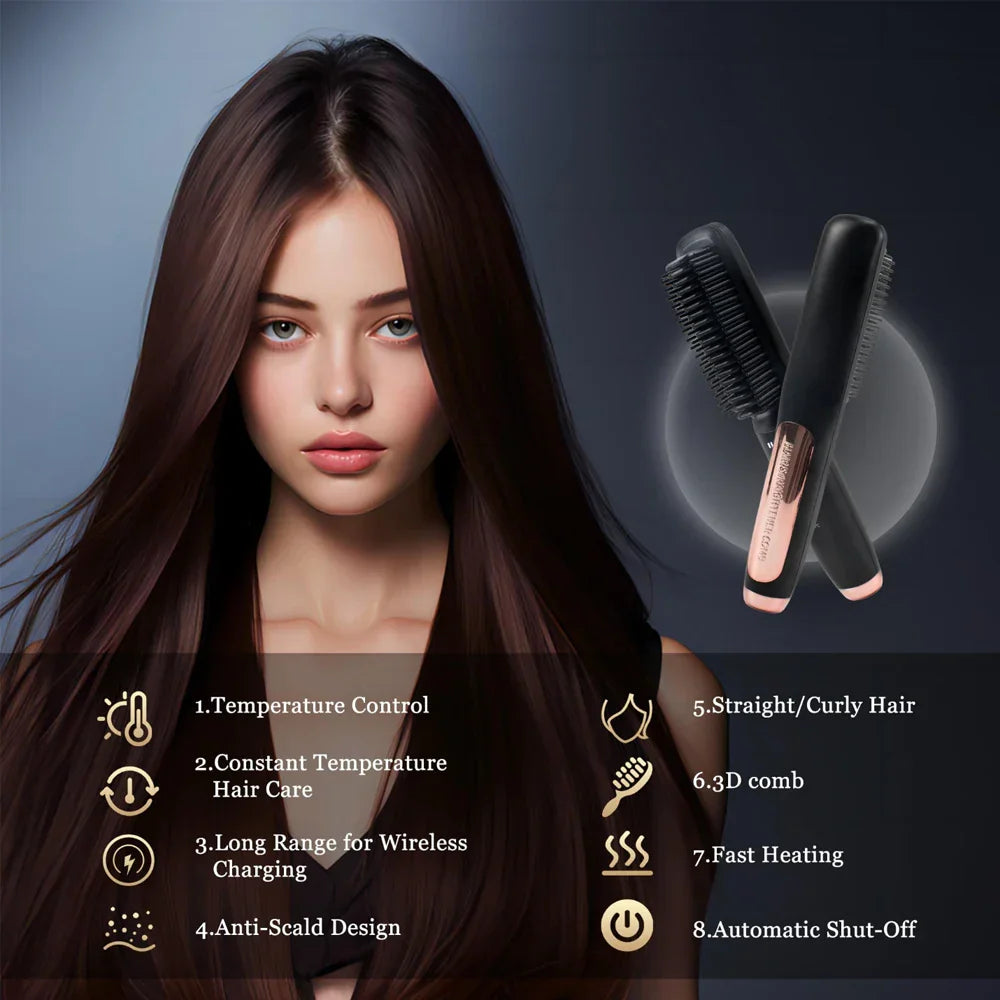 Electric Hair Brushes Multifunctional Cordless Hair Straightener Brush