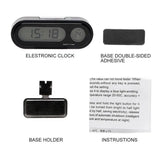 1~10PCS Car Mini Electronic Clock with Thermometer - Luminous Digital Dashboard Watch