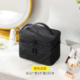 Large capacity mesh cloth makeup bag travel essentials cosmetics Organizer Women toiletry bag Double layer design cosmetic bag