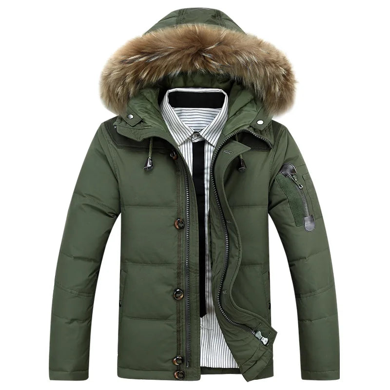 Winter White Duck Down Jacket Men Thick Warm