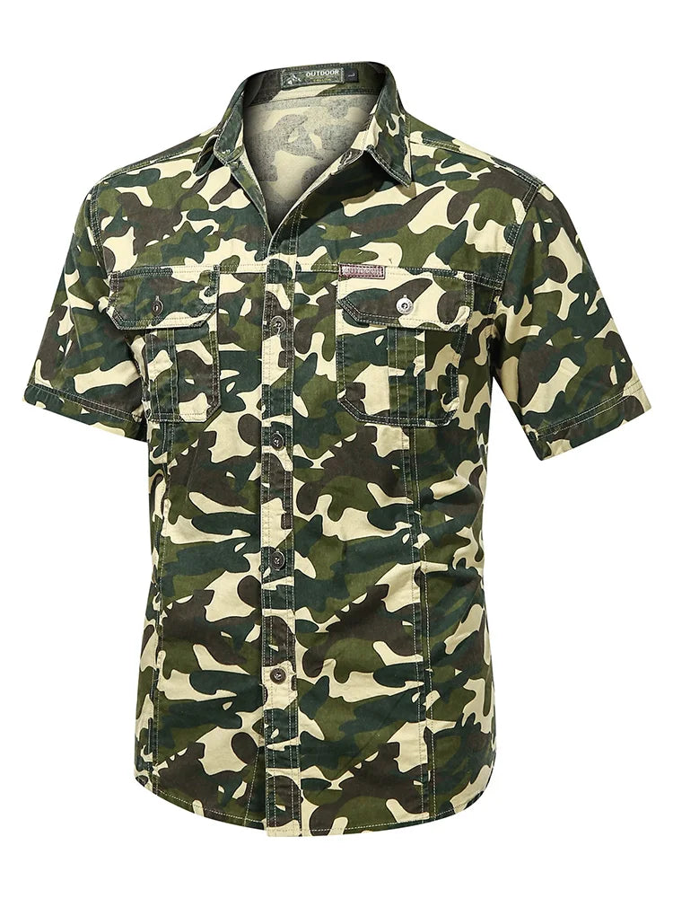 Camo Tactical Shirts Men Summer Camouflage Army Green