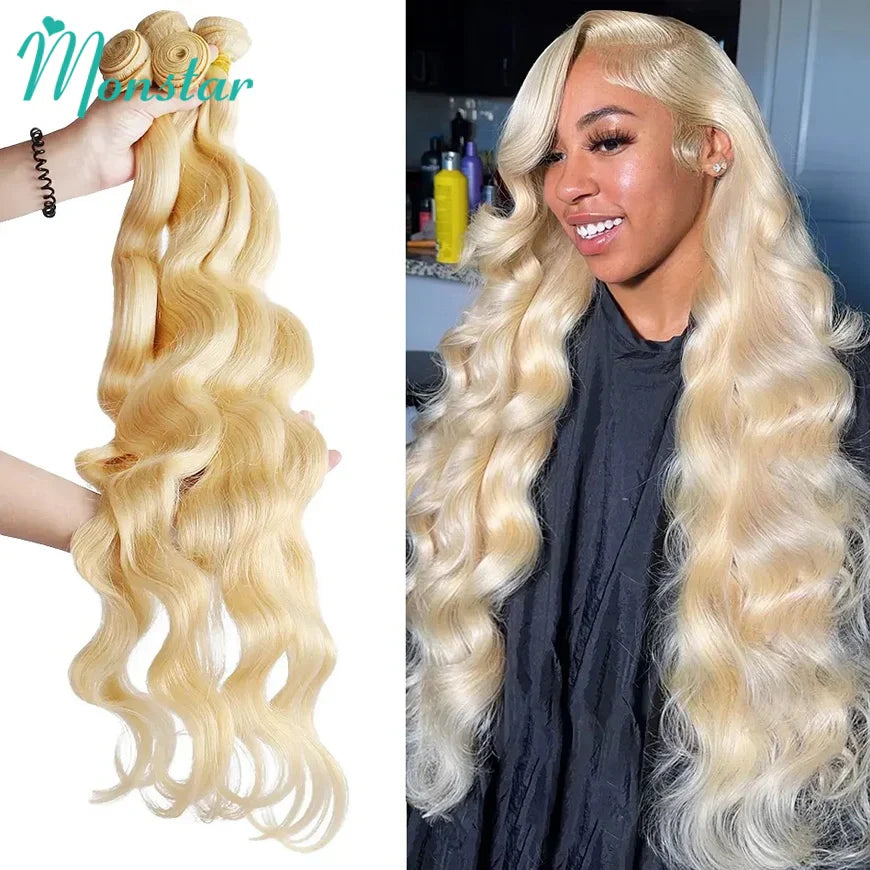 Blonde 613 Colored Body Wave Human Hair Bundles