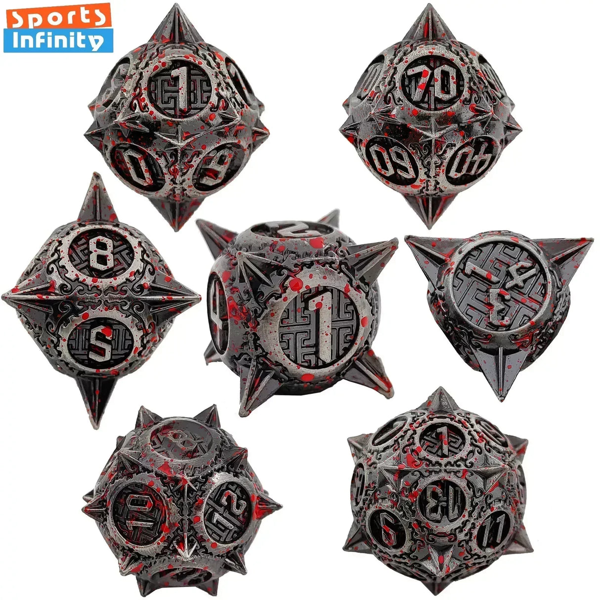 7pcs Solid Metal Dice Beautiful and Finely Crafted