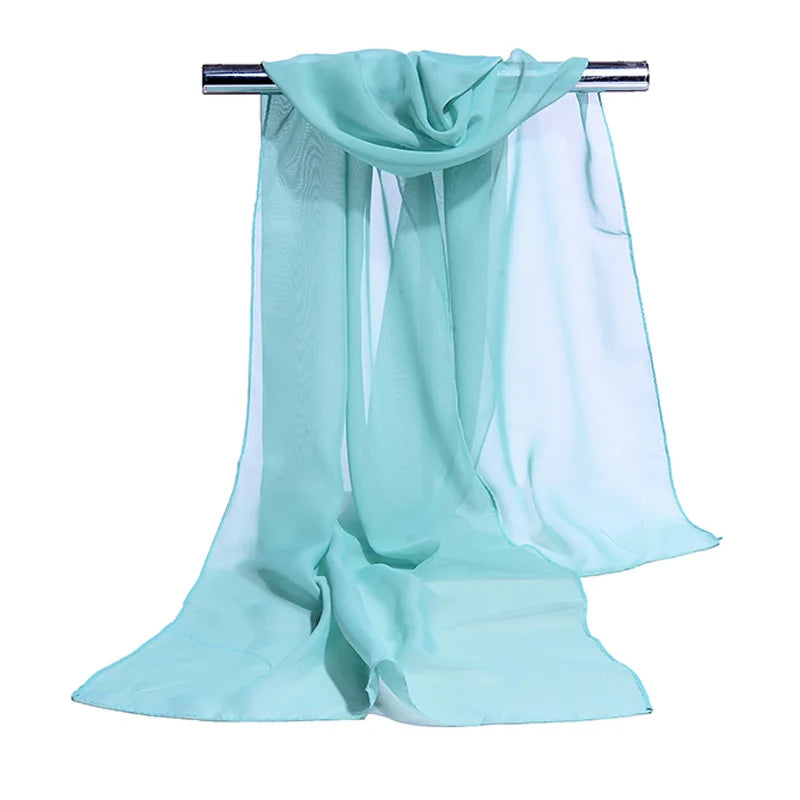 Korean Solid Color Transparent Chiffon Silk Scarf Summer