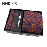 100Silk Feel Set Classic Ties for Men Kerchief