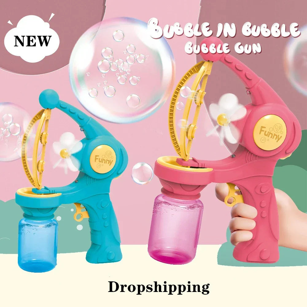 Bubble Gun Blowing Soap Bubbles Machine Automatic Toys
