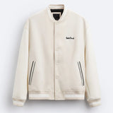 Mens Faux Suede Embroidered Baseball Jacket Autumn Winter