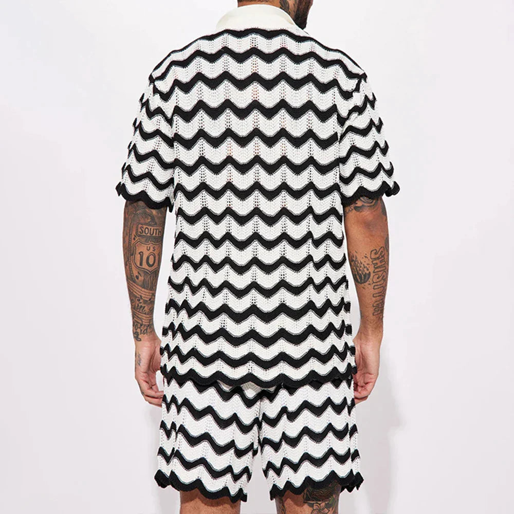 2024 Summer New Casual Suit Men's Streetwear Contrasting