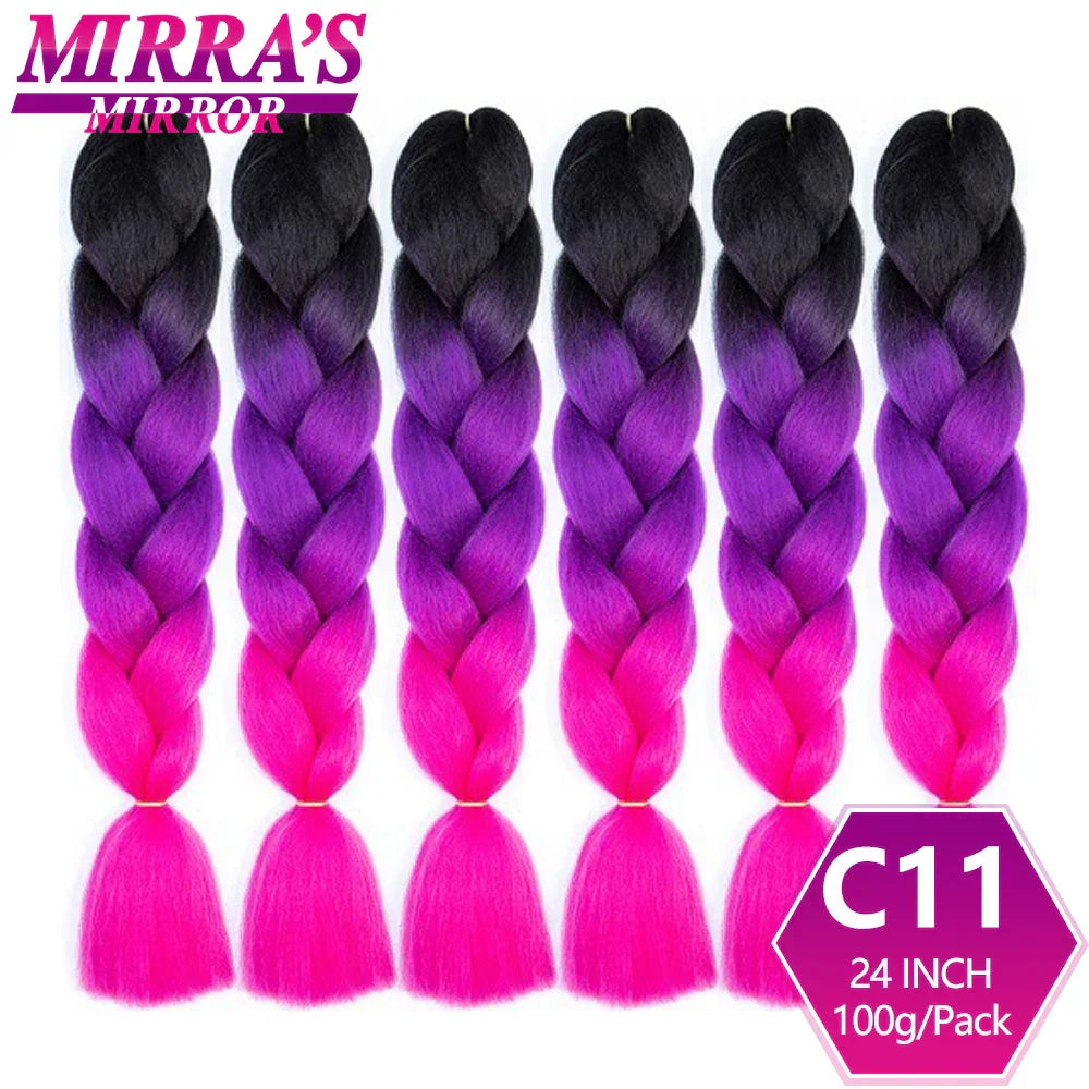 Synthetic Jumbo Braids Hair Omber Braiding Hair Extensions for Women Yaki Texture Black Blue Fake Hair Mirra’s Mirror