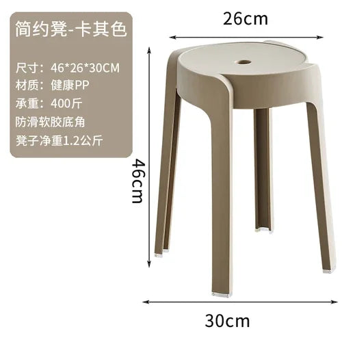 Plastic Stool Thickened Household Stackable Dining Table Bench