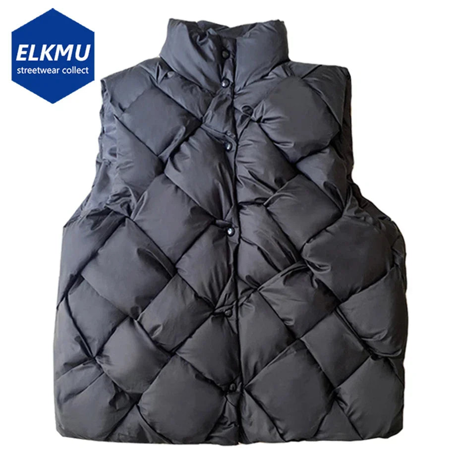 Fashion Weave Vest Men Winter Padded Vests Puffer