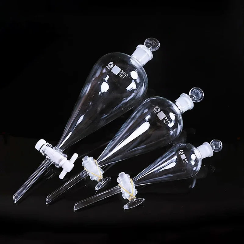 60ml-1000ml Lab Glass Pear-Shaped Separatory Funnel Used to