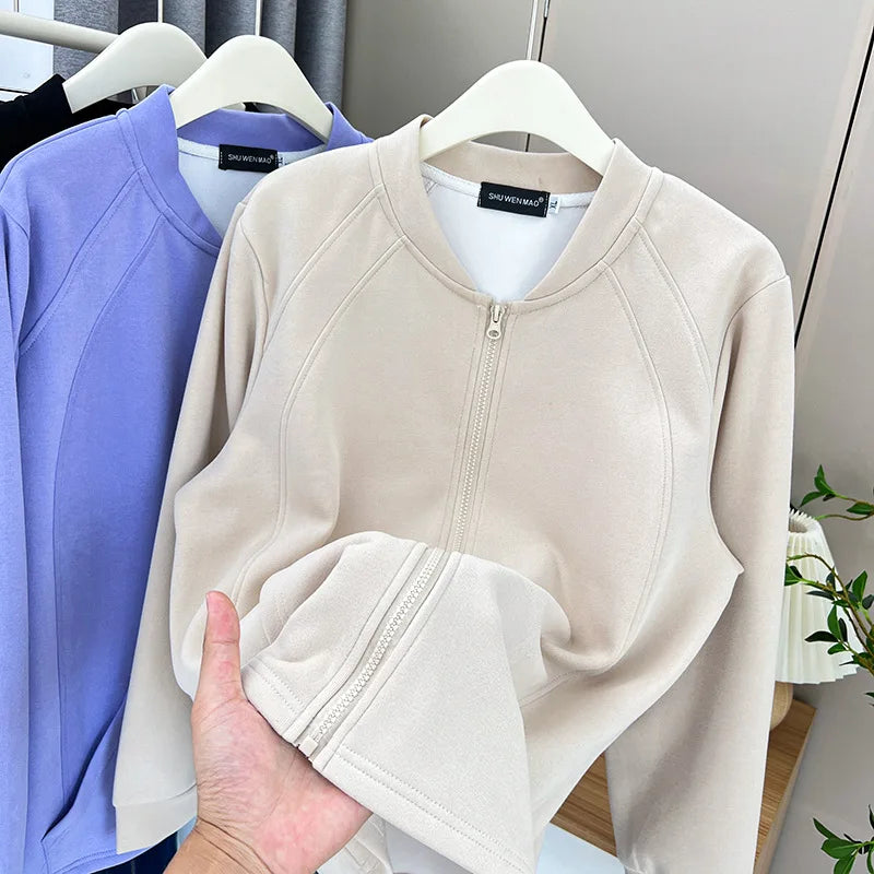 Womens Plus Size Zipper Jacket Autumn Casual Clothing