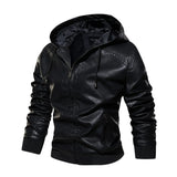 Autumn Men's Hooded Leather Motorcycle Jacket Fashion Slim