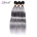 Elfriede 1BGrey Straight Ombre Colored Hair Bundles with