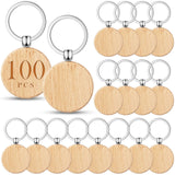 100 Pieces Round Wood Keychain Blanks Diy Wooden