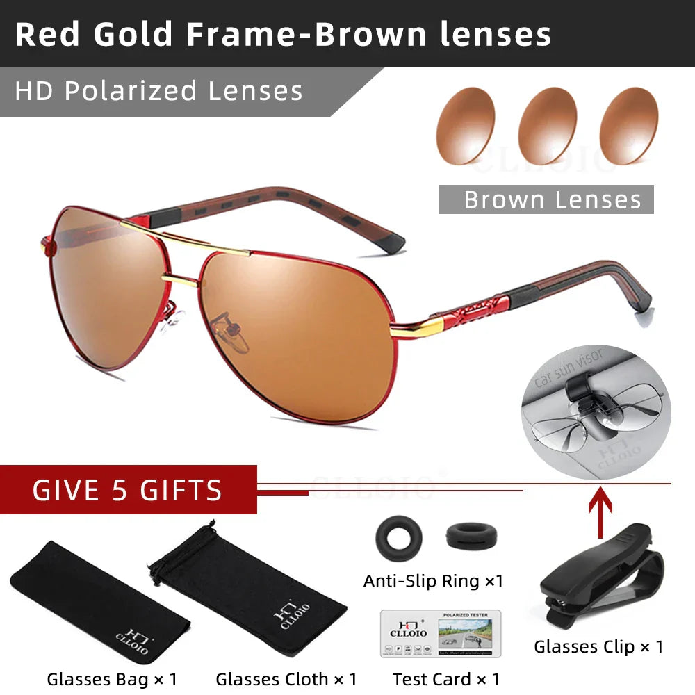 CLLOIO Men Classic Aluminum Polarized Sunglasses Women Driving