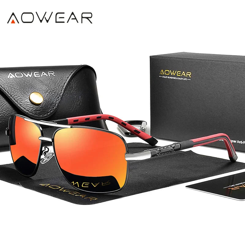 AOWEAR Men's Polarized Mirrored Sunglasses for Men Women