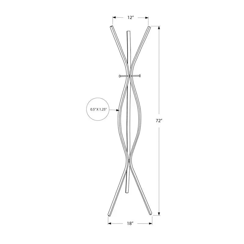 Sleek Black 72" Contemporary Metal Coat Rack