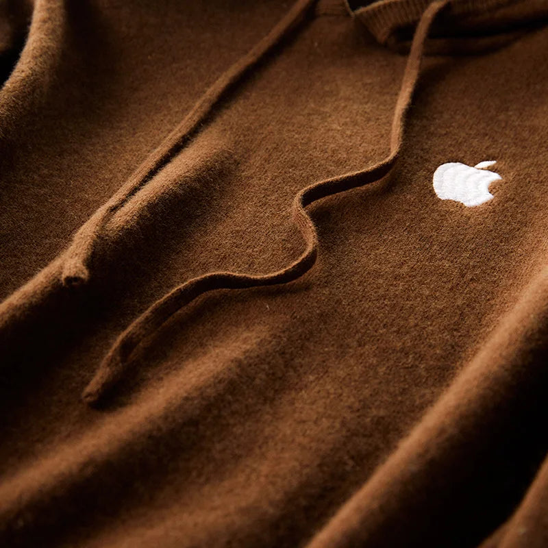 100% Cashmere Hoodies Tracksuit Apple Print Hooded Pullover