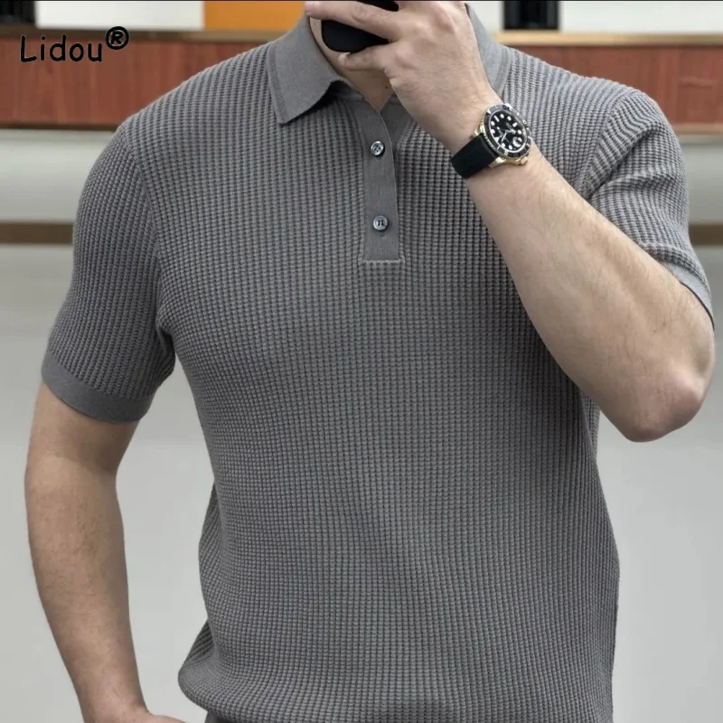 Business Office Casual Men's Button Polo-Neck T-shirt Fashion