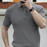 Business Office Casual Men's Button Polo-Neck T-shirt Fashion