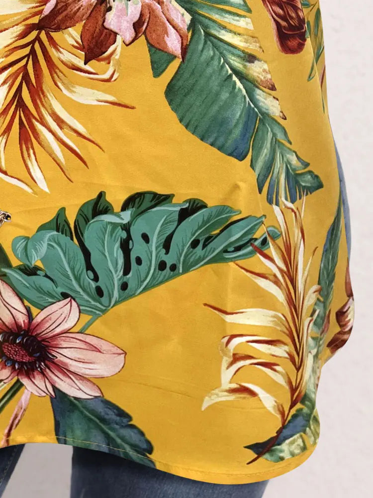 Polyester Plus Size Womens Curvy Print Sunflower Pleated