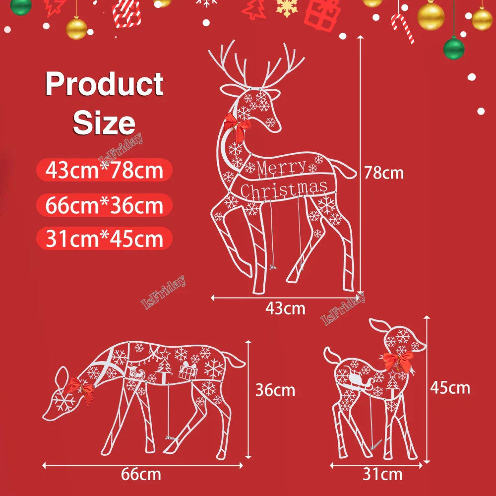 3PCS Handmake Iron Art Elk Deer Christmas Garden
