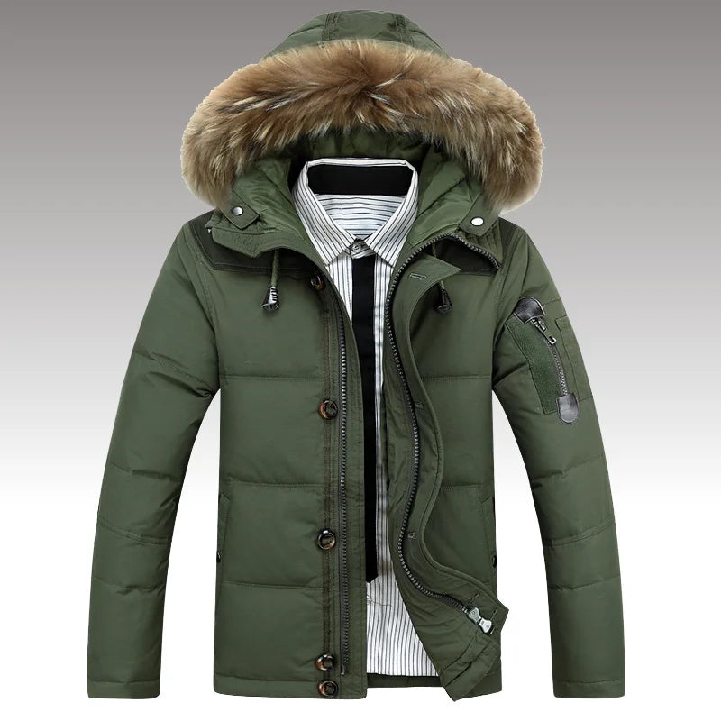 Winter White Duck Down Jacket Men Thick Warm