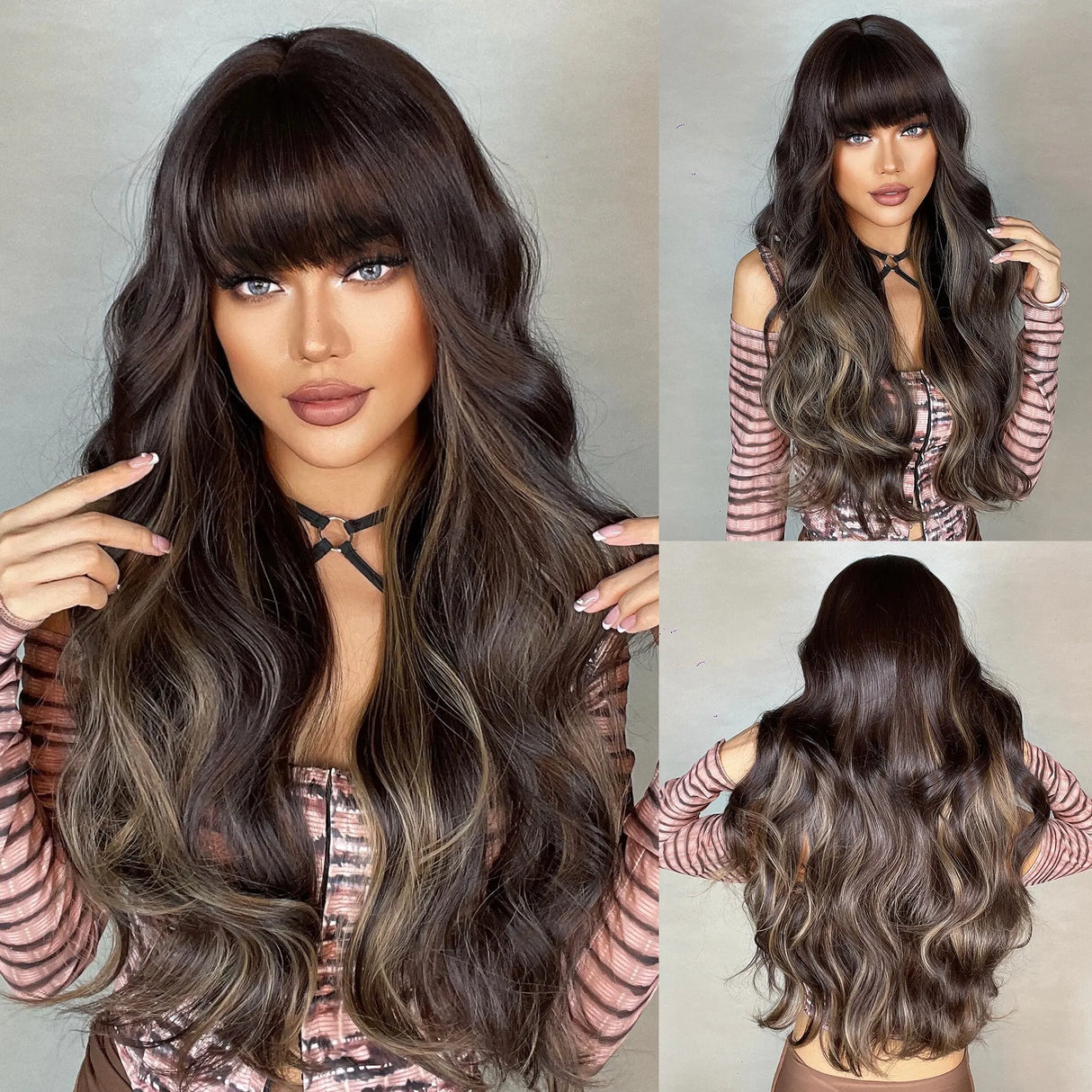 Ginger Curly Synthetic Wigs for Women Long Natural