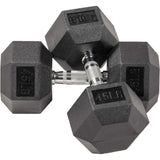 Rubber Coated Hex Dumbbell Weight Set and Storage