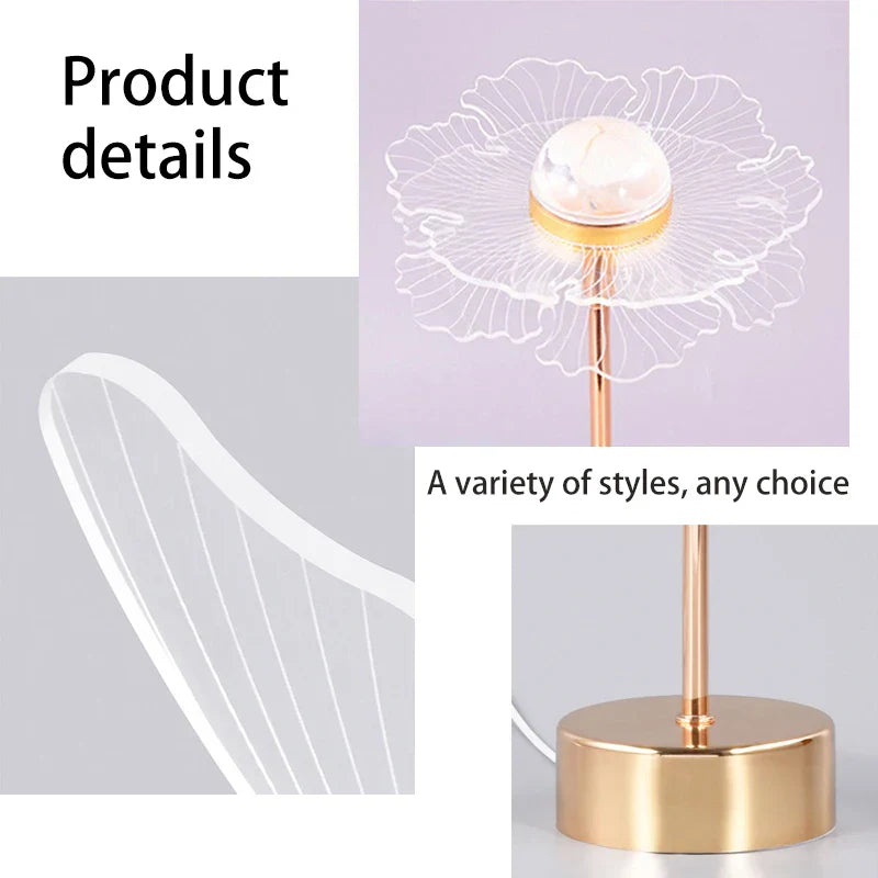 Table Lamp Retro Gold Acrylic Butterfly LED Desk