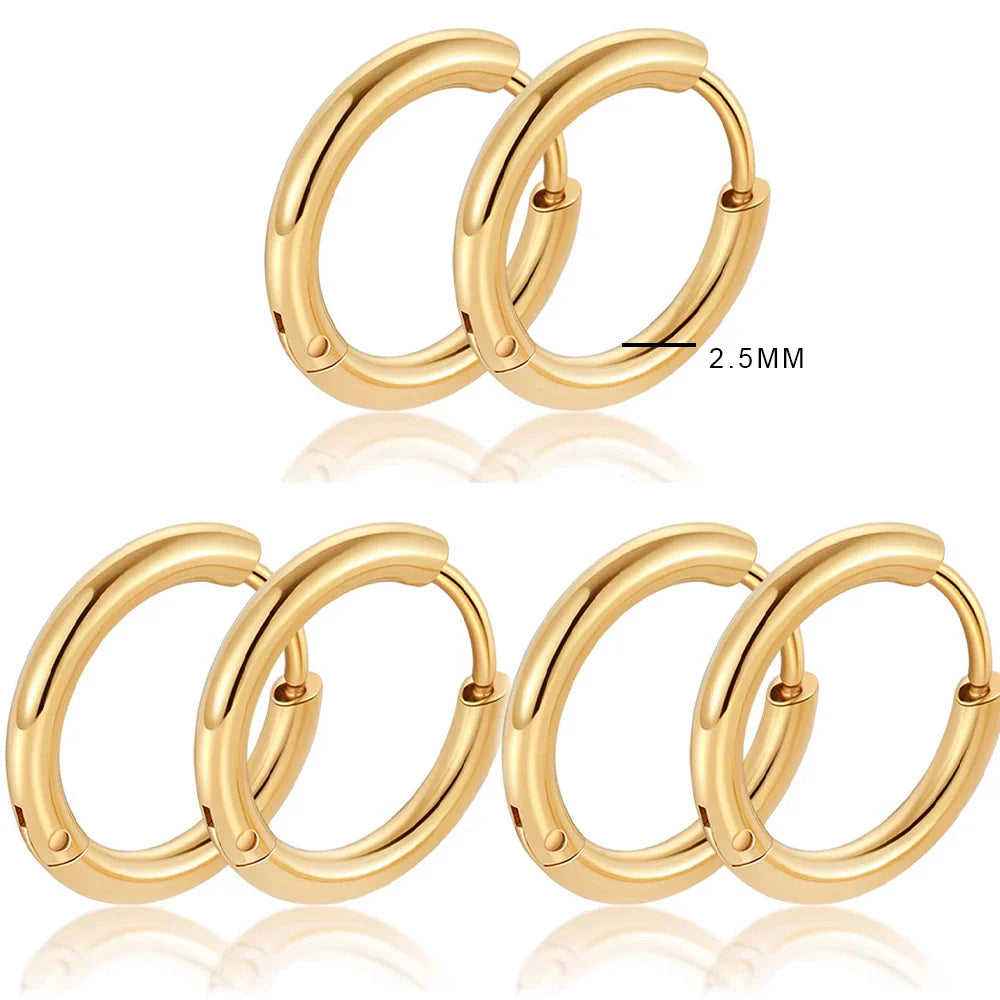 2PC /Set Stainless Steel Small Hoop Earrings for