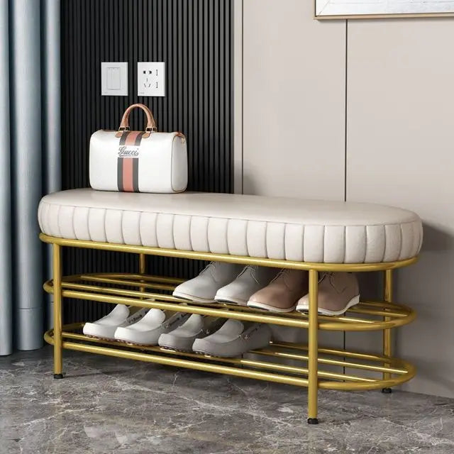 Nordic Shoe Bench Soft Cushion Multifunctional Shoe Rack