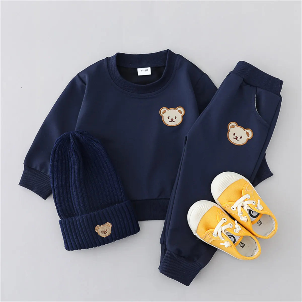 2pcs Baby Spring Fashion Simple Embroidered Bear Head